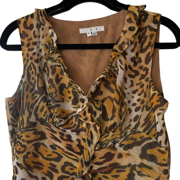 Vintage I.C.E. Cheetah Print Silk Lace Blouse Tank Women’s Small - Picture 6 of 8